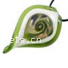 Lampwork Pendants, Leaf, handmade, twist & gold sand & silver foil Approx 8mm 