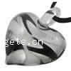 Lampwork Pendants, Heart, handmade, silver foil Approx 4.5mm 