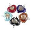 Lampwork Pendants, Heart, handmade, gold sand, mixed colors Approx 6mm 