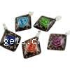 Inner Flower Lampwork Pendants, Rhombus, gold foil, mixed colors, 39-42x60-62mm Approx 6mm 