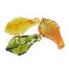 Lampwork Pendants, Leaf, handmade, gold foil, mixed colors, 58-60x32-35mm Approx 6mm 