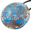 Lampwork Pendants, Flat Round, handmade, gold sand & silver foil 54mm Approx 8mm 