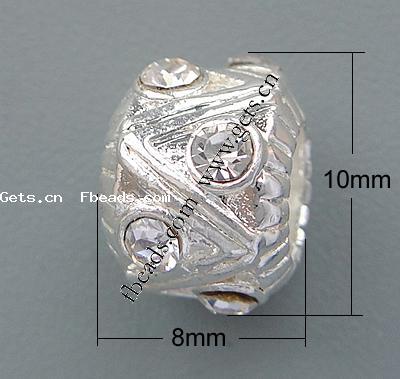 Strass Zink Legierung Europa Perlen, Zinklegierung, Rondell, plattiert, keine, frei von Nickel, Blei & Kadmium, 10x8mm, Bohrung:ca. 5mm, verkauft von PC