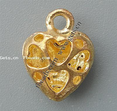 Pendentifs coeur en alliage de zinc, Placage, plus de couleurs à choisir, 13x13x7mm, Trou:Environ 2.2mm, Vendu par PC