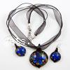 Lampwork Jewelry Sets, earring & necklace, inner flower  Inch 