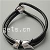 Cowhide Bracelets, with Zinc Alloy , black 12mm Inch 