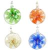 Inner Flower Lampwork Pendants, Flat Round 