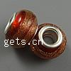 El Abalorio Vidriado Con Doble Núcleo De Plata Chapata, Cristal de murano, Toroidal, chapado en color de plata antigua, doble núcleo de cuproníquel sin rosca, Rojo, 10x14mm, agujero:aproximado 5mm, Vendido por UD