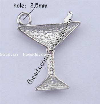 Colgantes de Aleación de Zinc en Formas Herramientas, Taza, chapado, esmalte & con diamantes de imitación, más colores para la opción, 22x18.5x3mm, agujero:aproximado 2.5mm, Vendido por UD