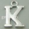 Zinc Alloy Alphabet Pendants, Letter K Approx 2mm, Approx 