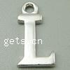 Zinc Alloy Alphabet Pendants, Letter L Approx 2mm, Approx 