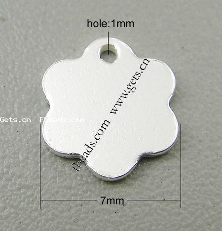 Sterling Silber Tag, 925 Sterling Silber, Blume, plattiert, keine, 7x7x1mm, verkauft von PC