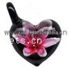 Inner Flower Lampwork Pendants, Heart Approx 5mm 