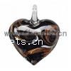 Lampwork Pendants, Heart, handmade, gold sand Approx 6mm 