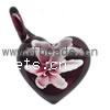 Inner Flower Lampwork Pendants, Heart Approx 4mm 