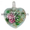 Inner Flower Lampwork Pendants, Heart Approx 4mm 