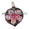 Inner Flower Lampwork Pendants, Heart, gold sand Approx 7mm 