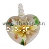 Inner Flower Lampwork Pendants, Heart, gold sand Approx 4mm 