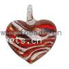 Lampwork Pendants, Heart, handmade, gold sand Approx 7mm 