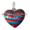 Lampwork Pendants, Heart, handmade, stripe Approx 5mm 