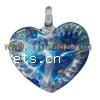 Lampwork Pendants, Heart, handmade, gold sand, blue Approx 6mm 