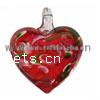 Lampwork Pendants, Heart, handmade, with flower pattern, red Approx 5mm 