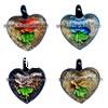 Inner Flower Lampwork Pendants, Heart, gold sand Approx 5mm 