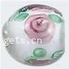 Handmade Lampwork Beads, Round shape, with flowers pattern 