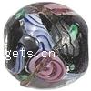 Handmade Lampwork Beads, Round shape, with flowers pattern, more colors for choice, 10x10mm, Sold by PC