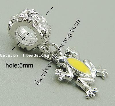 pendentifs European en alliage zinc, alliage de zinc, avec émail, grenouille, Plaquage normal, sans filetage & émail, plus de couleurs à choisir, protéger l'environnement, sans nickel, plomb et cadmium, 15x12x2mm, Trou:Environ 5mm, Vendu par PC