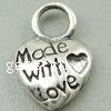 Zinc Alloy Heart Pendants, plated cadmium free Approx 4mm, Approx 