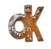 Moulding Lampwork Pendants, Letter, word OK, silver foil Approx 3mm 