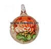 Inner Flower Lampwork Pendants, Flat Round, gold sand Approx 6mm 