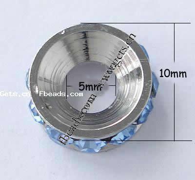 Rondelle Strass Spacer, Messing, plattiert, mit Strass, keine, 10x4mm, Bohrung:ca. 4mm, verkauft von PC