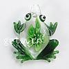 Pendentifs Murano fleur intérieur, chalumeau, grenouille, fleur intérieure, vert Environ 9mm, Vendu par PC