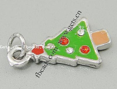 Zinc Alloy Christmas Pendants, Christmas Tree, plated, Christmas jewelry & enamel & with rhinestone, more colors for choice, nickel free, 19x11x2mm, Hole:Approx 3mm, Sold By PC