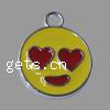 Zinc Alloy Flat Round Pendants, plated, enamel, yellow Approx 3mm 