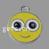 Zinc Alloy Flat Round Pendants, plated, enamel, yellow Approx 3mm 