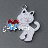 Zinc Alloy Enamel Pendants, Cat, white Approx 2mm 