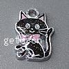 Zinc Alloy Enamel Pendants, Cat, black Approx 2mm 