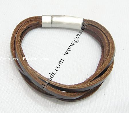 Bracelets de cuir de vachette, cuir de peau de vache, acier inoxydable 316 fermoir, longueur différente pour le choix, plus de couleurs à choisir, 3mm, Vendu par brin