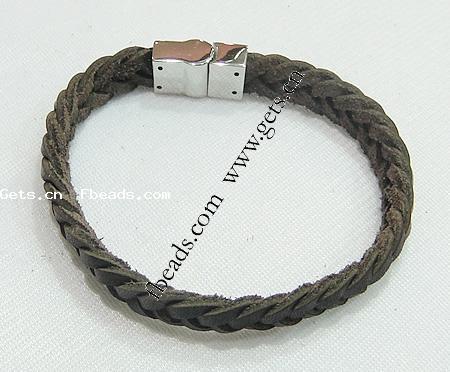 Rindsleder-Armbänder, Kuhhaut, 316 Edelstahl Verschluss, unterschiedliche Länge der Wahl, schwarz, 11mm, verkauft von Strang