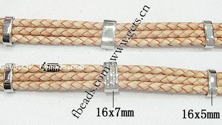 Pulsera de cuero , Cuero de vaca, 316acero inoxidable cierre, longitud diferente para la opción & con diamantes de imitación, más colores para la opción, 16x5mm, 16x7mm, 4mm, Vendido por Sarta