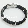 Bracelets de cuir de vachette, cuir de peau de vache, avec Acier inoxydable 316, longueur différente pour le choix, plus de couleurs à choisir 4mm, Vendu par brin