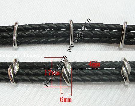 Rindsleder-Armbänder, Kuhhaut, mit 316 Edelstahl, unterschiedliche Länge der Wahl, keine, 17x6mm, 4mm, verkauft von Strang