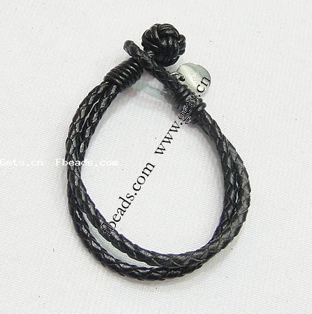 Pulsera de cuero , Cuero de vaca, con acero inoxidable 316, longitud diferente para la opción & 2-sarta, más colores para la opción, 4mm, Vendido por Sarta