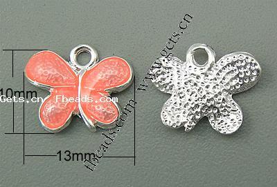 Zinc Alloy Enamel Pendants, Butterfly, plated, more colors for choice, 10x13x2mm, Hole:Approx 2mm, Sold By PC