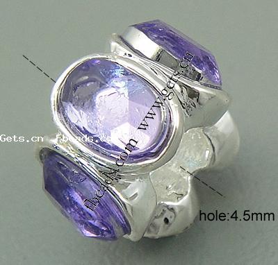 grano Europeo de aleación Zinc con diamante, aleación de zinc, Toroidal, chapado, con diamantes de imitación de acrílico & sin rosca, más colores para la opción, libre de cadmio, 11x8mm, agujero:aproximado 4.5mm, Vendido por UD