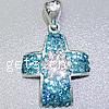 Swarovski® Kristall Sterling Silber Anhänger, 925 Sterling Silber, mit Swarovski, Kreuz, plattiert, keine, 20x18x6mm, Bohrung:ca. 3.5mm, verkauft von PC