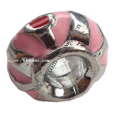 Gota de Europeo de aleación de zinc con esmalte, Toroidal, chapado, sin rosca & agujero largo, más colores para la opción, 8x14mm, agujero:aproximado 5mm, Vendido por UD